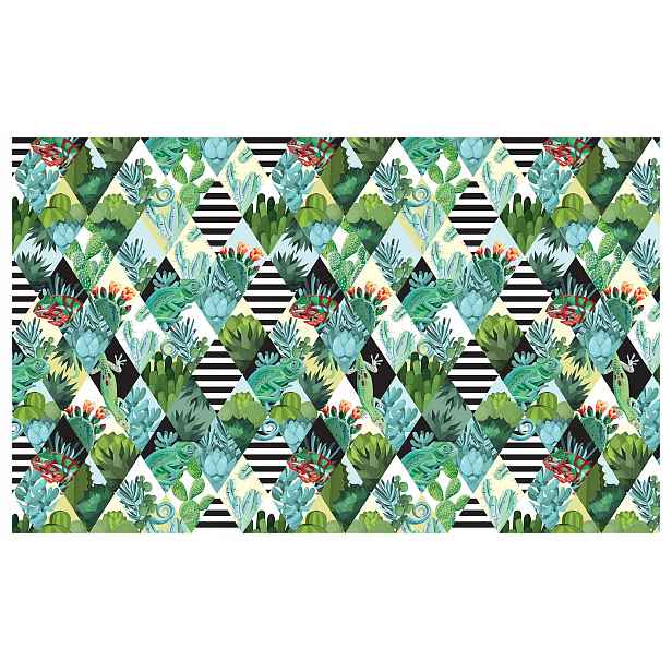 Vliesová fototapeta Kaktusy a geometrie Eko-Design Romby 250x175 lepidlo