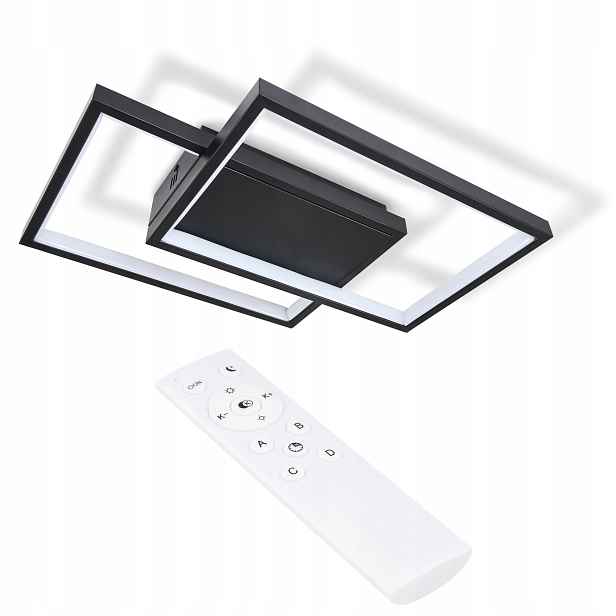 Závěsná Led lampa 60W Tuya Smart Bluetooth Dálkový Ovladač Loft 2 Obdélníky Černá