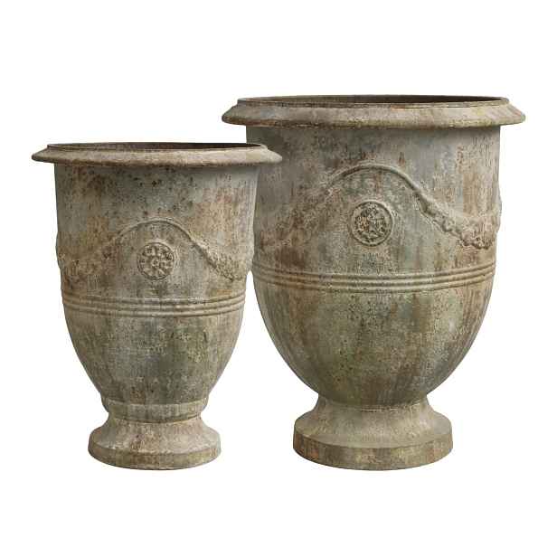 2ks zelený kovový květináč s rezavou patinou Pattien - Ø 52*59cm / Ø 42*52cm Chic Antique