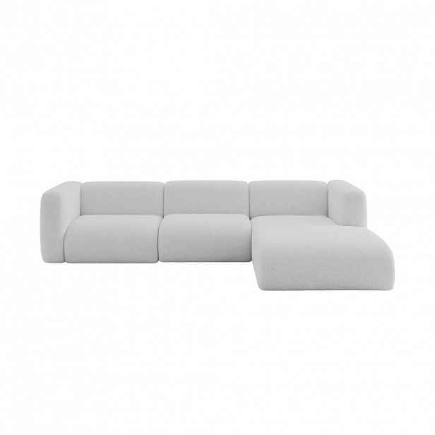 ALTDECOR ROHOVÁ SEDAČKA S PRAVOU OTOMANOU MIRA-L2 318x179x89 Světle šedá Bouclé