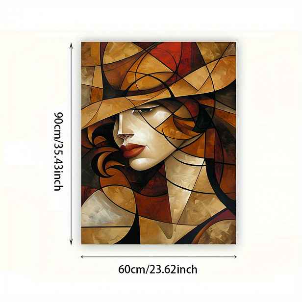TEMU 2D plochý obraz, 2D plochý obraz, 1 ks 2D bezrámové plátno 23,62*35,43 palců / 60 cm*90 cm Moderní abstraktní tisk obličeje ženy Umělecký obraz