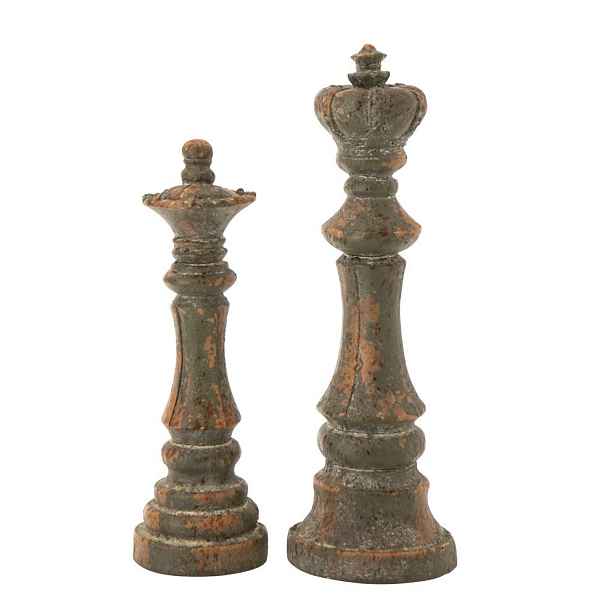 2ks zelená antik dekorace šachové figurky Antiqou - 15*15*51cm J-Line by Jolipa