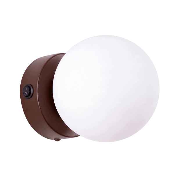 Nástěnná lampa Yoli 1 hnědá s vypínačem Lampa na zeď Mléčná koule G9 Sollux