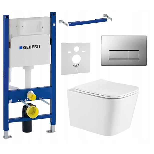 Podomítkový Wc set Geberit Wc mísa Imprese Tornado Tlačítko chrom mat