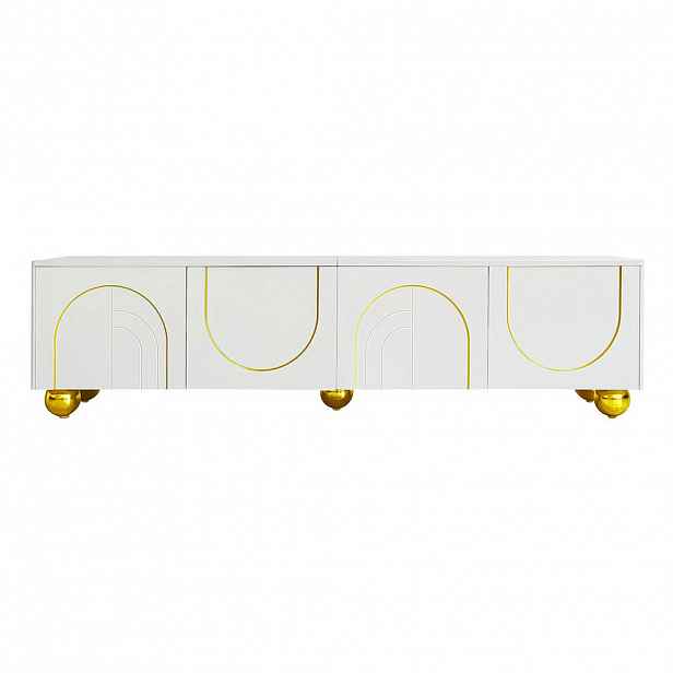 Redom TV stolek 170/38/44 cm s push-to-open, tichými panty a úložným prostorem, Bílá