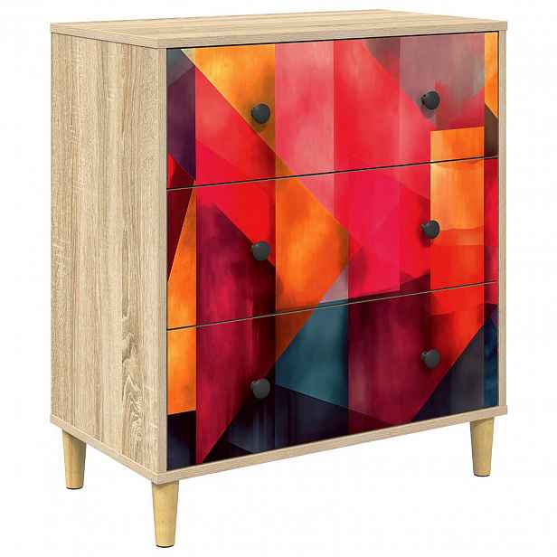 vidaXL Příborník HEESCH Barevný blokový potisk 66 x 36,5 x 75 cm