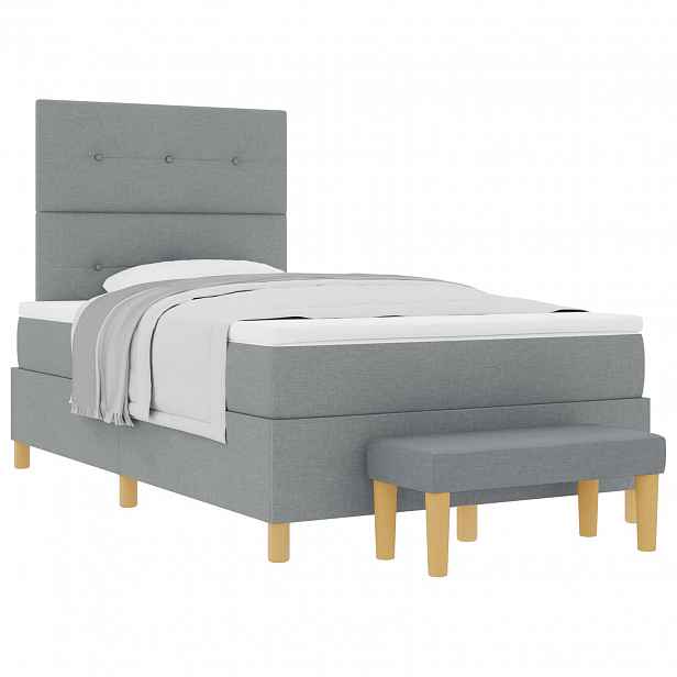vidaXL Postel s boxspringem s čelo Světle šedá 190 x 120 cm textil