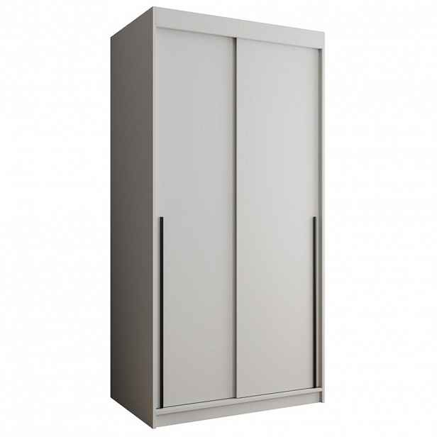 Home Collective ŠATNÍ SKŘÍŇ S POSUVNÝMI DVEŘMI 100 cm šířka, bílá s černým úchytem