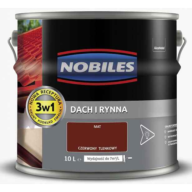 Nobiles Barva pro malování střech, střech a okapů 10L Červená Oxidová