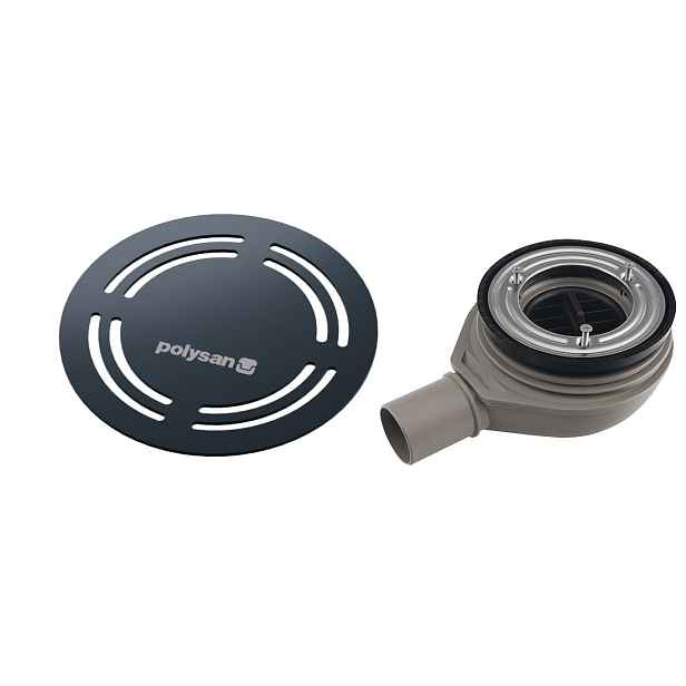 Polysan FLEXIA vaničkový sifon, průměr 90mm, DN40, kruhová krytka gun metal