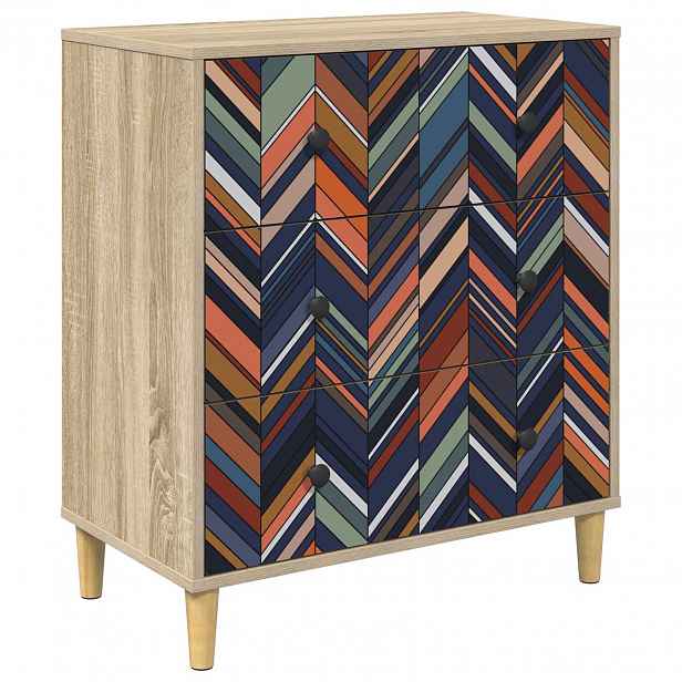 vidaXL Příborník OMMEN Geometrický potisk 66 x 36,5 x 75 cm Sonoma
