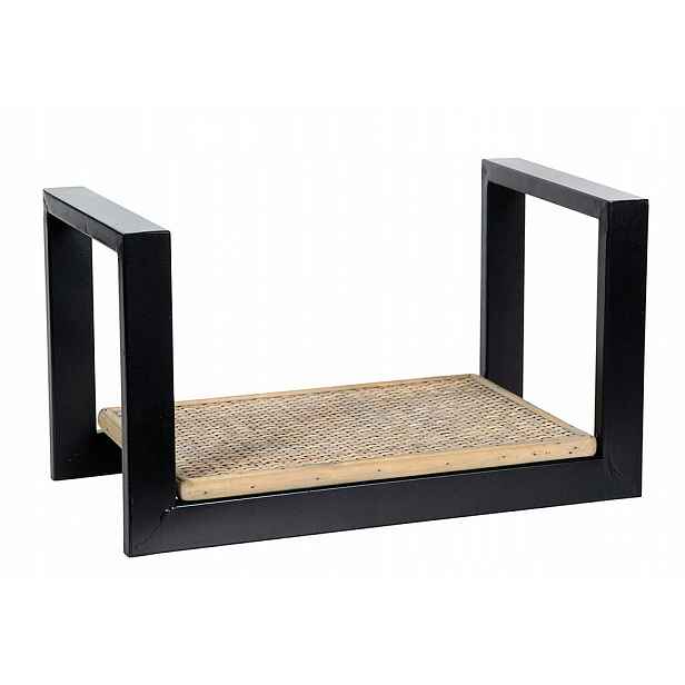 Závěsná Police Styl Loft bambusová černá 35x20 cm