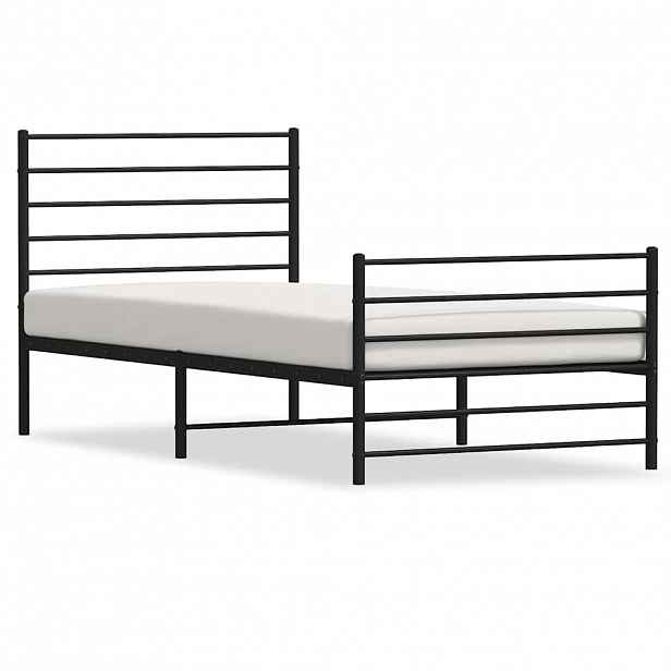 vidaXL Kovový rám postele s hlavovým a nožním čelem černý 107 x 203 cm