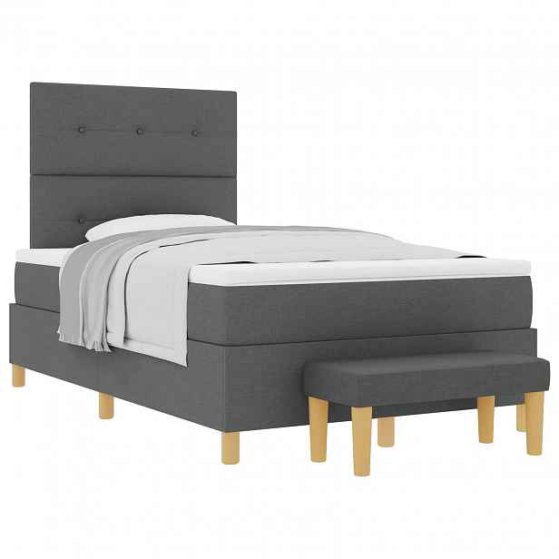 vidaXL Postel s boxspringem s čelo Tmavě šedá 190 x 120 cm textil