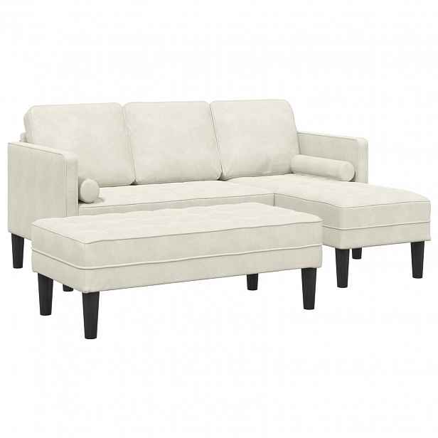 vidaXL Set pohovek 2 ks Krémová Polyester