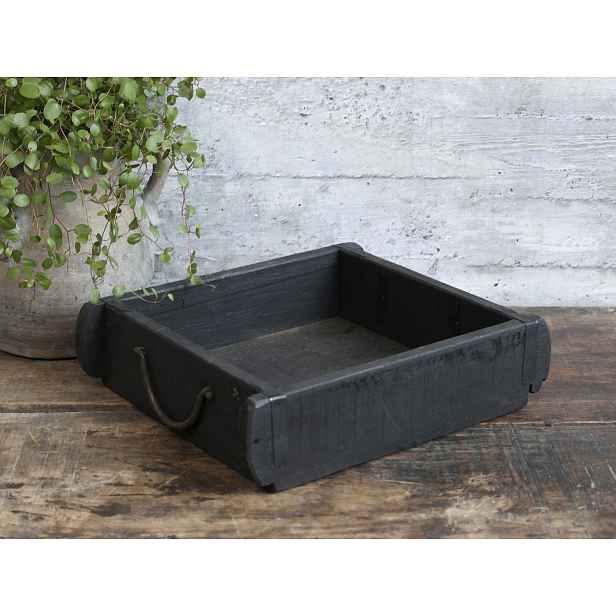 Dřevěná černá retro bedýnka s uchy Grimaud Brick Mould - 31*25*8 cm Chic Antique