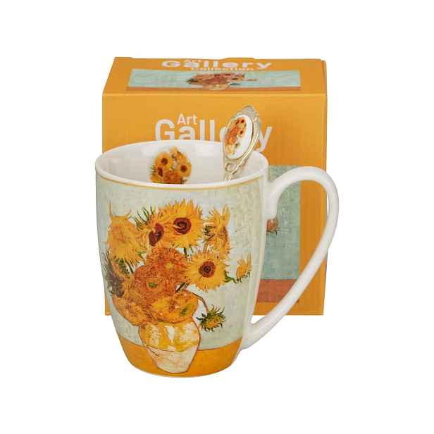 Duo Porcelánový hrnek se lžičkou Van Gogh Sunlowers 360 ml žlutý