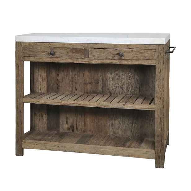 Hnědý antik servírovací stůl s mramorovou deskou Grimaud - 120*60*97 cm Chic Antique