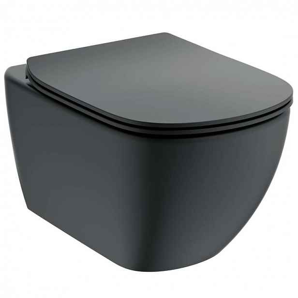 Ideal Standard Tesi - Závěsné WC se sedátkem softclose, Aquablade, černá T3546V3