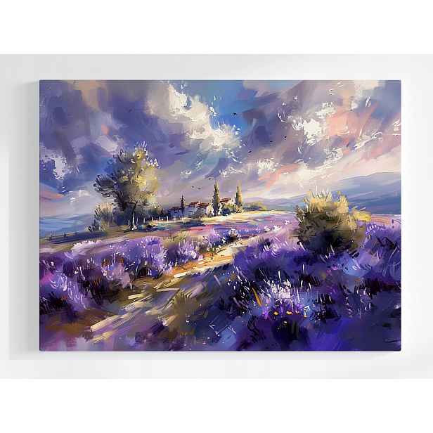 Plakát Krajina Městečko Pole Levandule 100x75