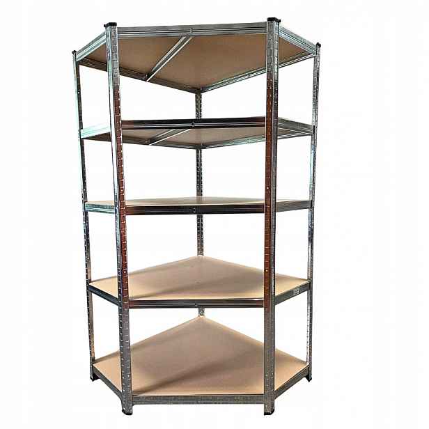Rohový Skladový Regál Kovový Garážový 875 kg 180x90x40 stříbrný