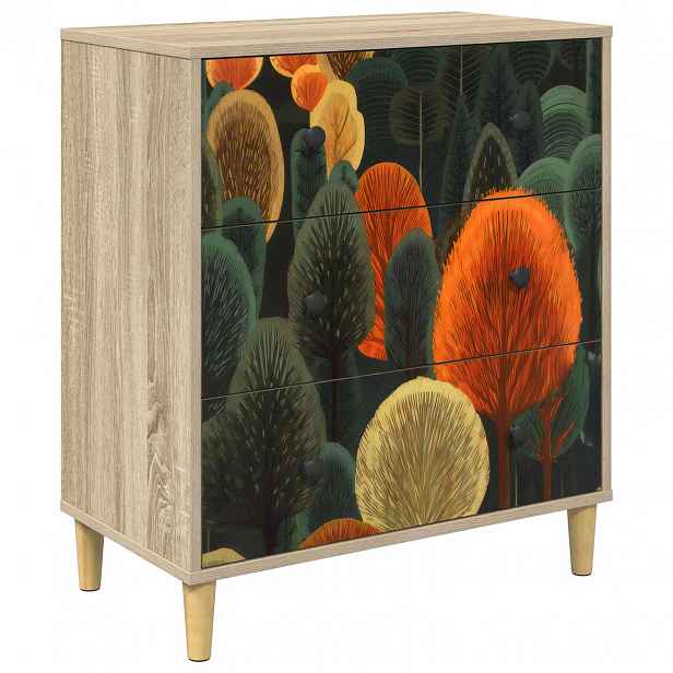vidaXL Příborník ZAANDAM Tisk na les 66 x 36,5 x 75 cm Sonoma