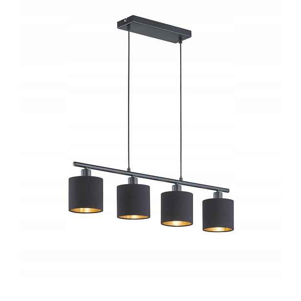 Závěsná lampa lustr reflektory černá zlatá Rl