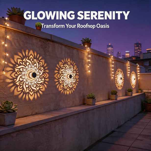TEMU 4ks Solární Mandala Lampa, Dekorační Světla pro Sváteční Atmosféru, Solární Automatické Nabíjení, Aktivace při Soumraku, Vhodné pro Dvorky,