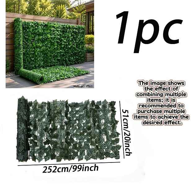 TEMU Extra dlouhá 252 cm umělá stěna z vždyzelených rostlin, UV-odolná a neblednoucí umělá plastová plotová clona z umělé trávy, ochranná clona pro