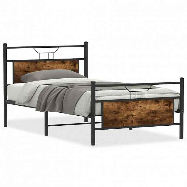vidaXL Rám postele bez matrace kouřový dub 107x203 cm kompozitní dřevo