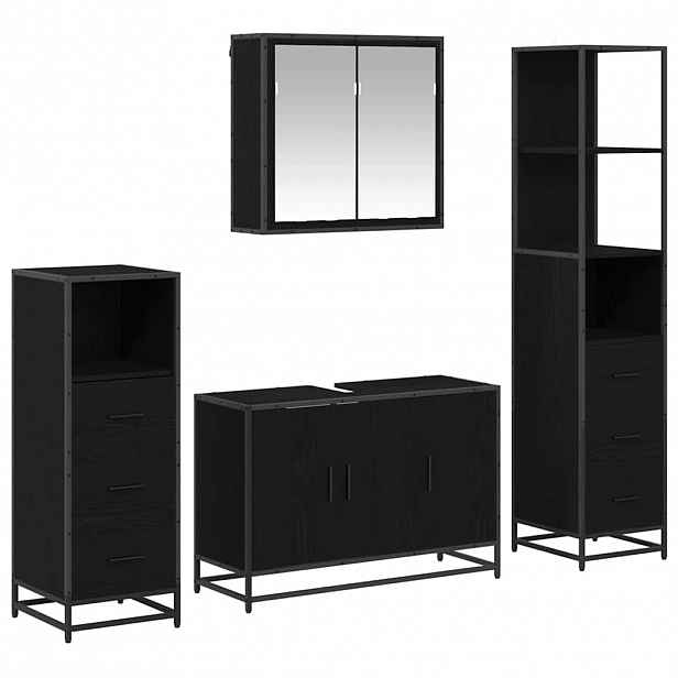 vidaXL Sada koupelnového nábytku 4 ks Černý dub 90 x 33 x 60 cm