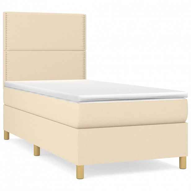 vidaXL Box spring postel s matrací krémová 100 x 200 cm textil
