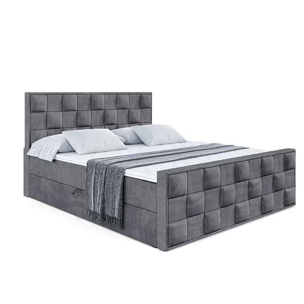 ALTDECOR KONTINENTÁLNÍ POSTEL s matrací H3 - ZAFIRA - 180x200 cm Tmavě šedá
