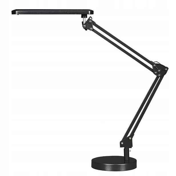 Černá stolní lampa s nastavitelným ramenem
