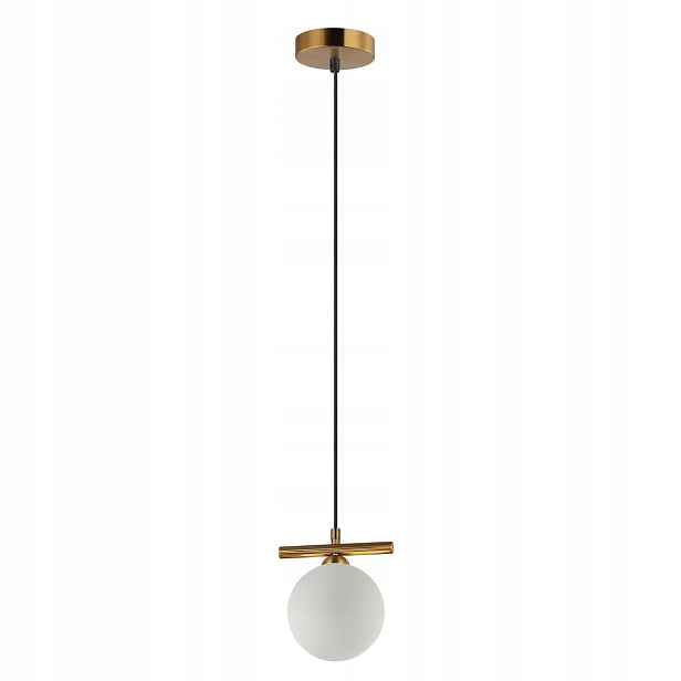 Italux Merseta závěsná lampa bronzová antická bílá koule 1xG9
