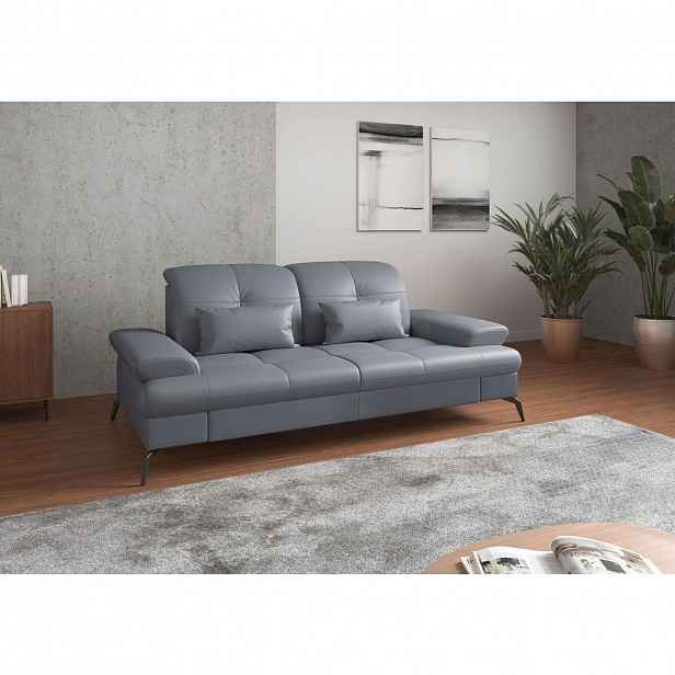 Sit & More 2,5SEDÁK, šedomodrá, kombinace pravá kůže/látka