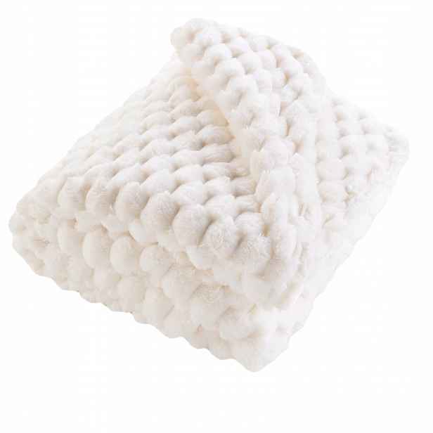 Prošívaná Deka Polyester Plyšová 180 X 220 CM Bílá Frosty