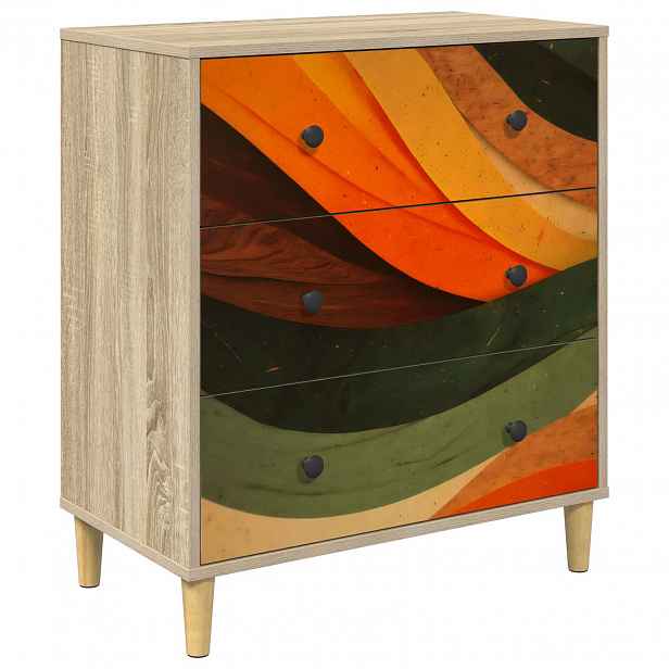 vidaXL Příborník BONN Retro vlnový potisk 66 x 36,5 x 75 cm Sonoma