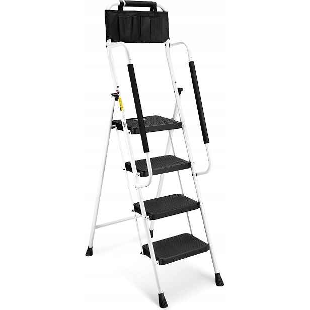 Žebřík HBTower z ocel do 150 kg s madlem a kapsou