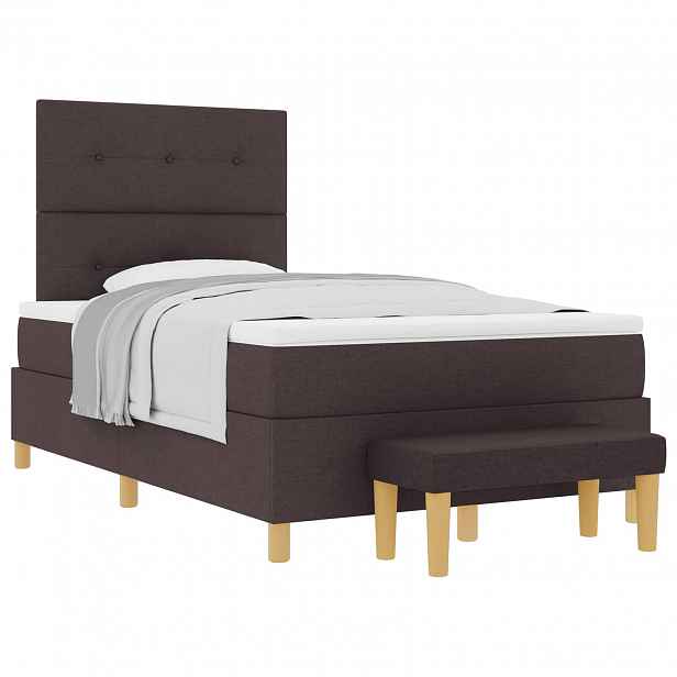 vidaXL Postel s boxspringem s čelo Tmavě hnědá 190 x 120 cm textil