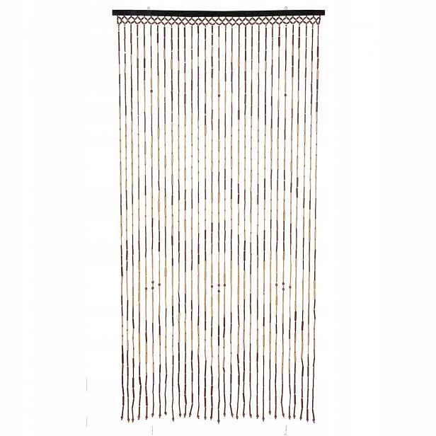 Bambusová záclona Závěs 180 x 90 cm s geometrickým vzorem, hnědá