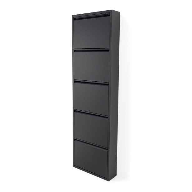 Černý kovový výklopný botník 50x169x15 cm Billy – Spinder Design