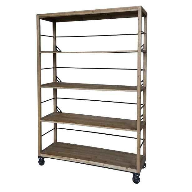 Hnědý antik dřevěný regál s policemi na kolečkách Anoa - 150*48*200 cm Chic Antique