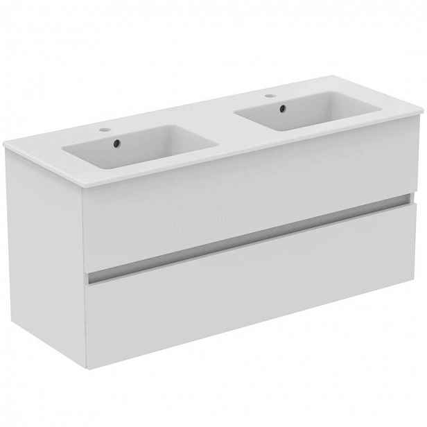 Ideal Standard Eurovit+ - Skříňka s dvojumyvadlem, 55x120x44 cm, 2 zásuvky, lesklá bílá R0576WG