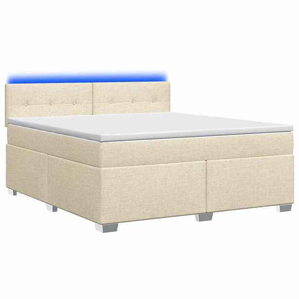 vidaXL Box spring postel s matrací a LED Krémová 160 x 200 cm Textil