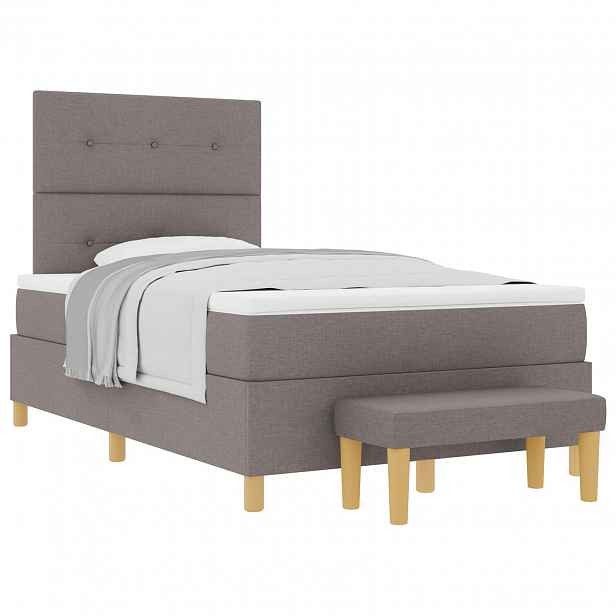 vidaXL Postel s boxspringem s čelo Taupe 190 x 120 cm textil