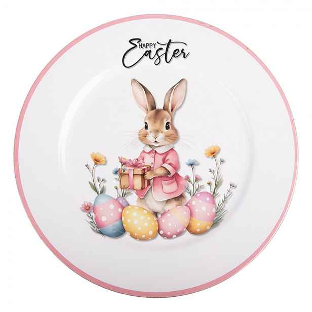 Dekorační plastový velikonoční talíř s králíčkem - Ø 33*1 cm Clayre & Eef