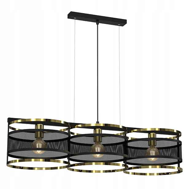 Dekorativní závěsná lampa černá zlatá do obývacího pokoje jídelny 3 body 92 cm Luminex