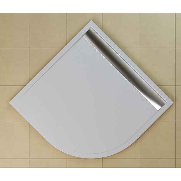 SanSwiss WIR 55 090 50 04 Sprchová vanička čtvrtkruhová 90×90 cm bílá, kryt aluchromový, skládá se z WIR 55 090 04 a BWI 090 50 04