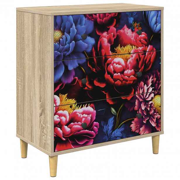 vidaXL Příborník KIEL Tmavě pivoňkový potisk 66 x 36,5 x 75 cm Sonoma